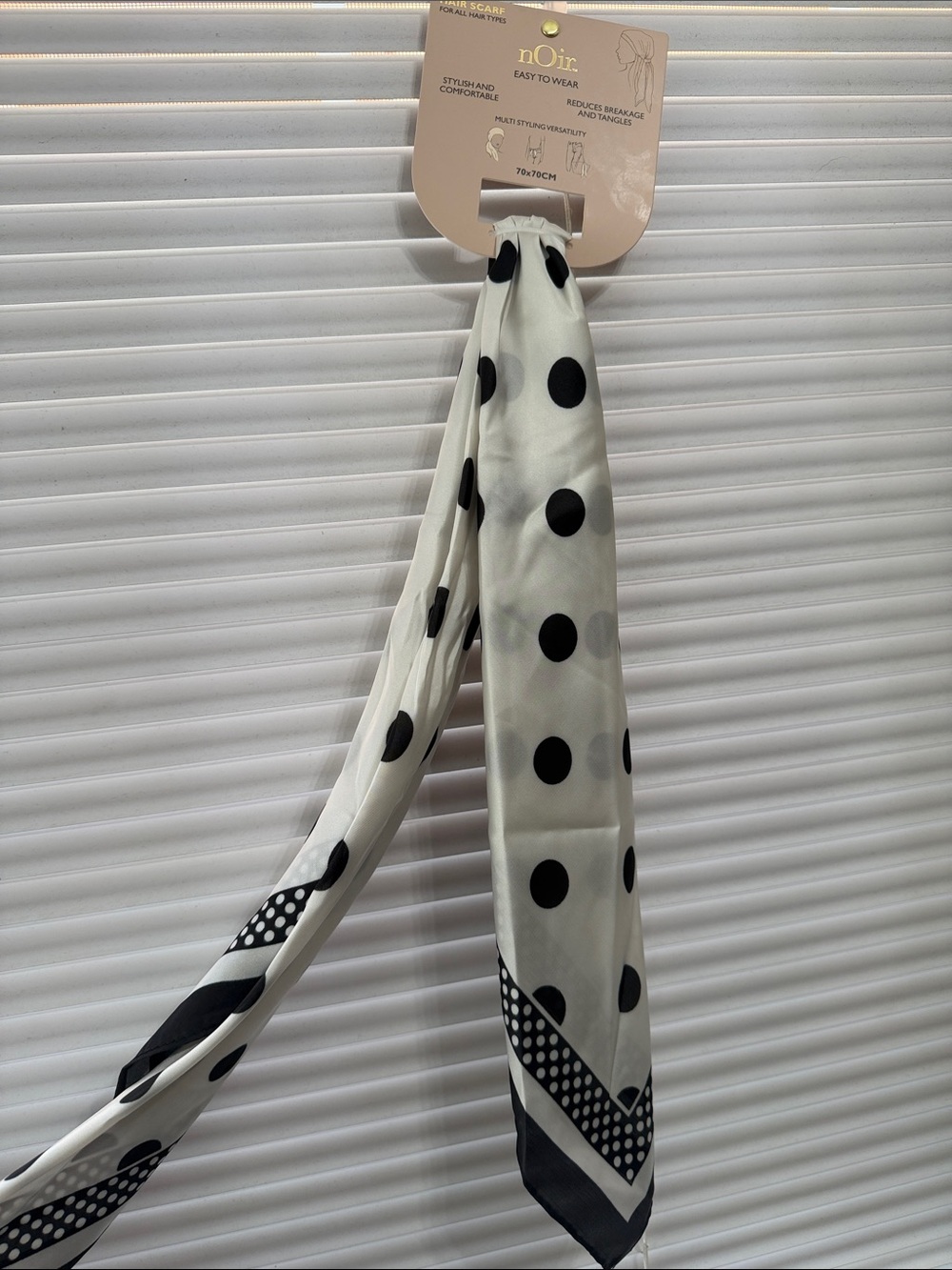 nOir Jewelry Black and White Polka Dot Scarf